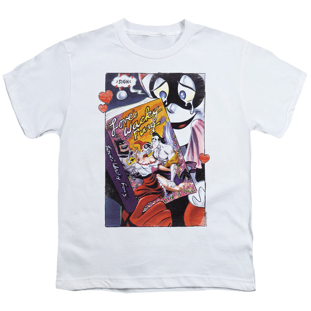 Batman Loves Wacky Fury Kids Youth T Shirt White Officially Licensed