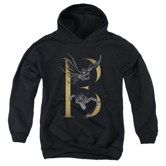 Batman B Kids Youth Hoodie Black Officially Licensed