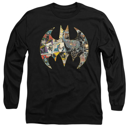 Batman Collage Shield Mens Long Sleeve Shirt Black Officially Licensed