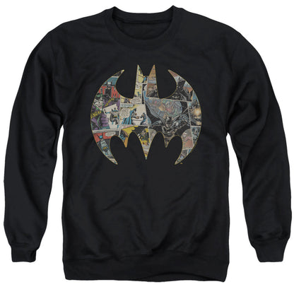 Batman Collage Shield Mens Crewneck Sweatshirt Black