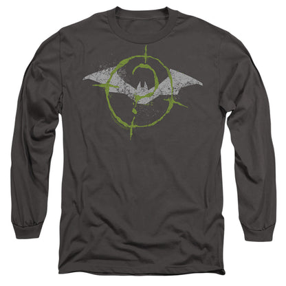 The Batman (2022) Scribbles Bat Logo Mens Long Sleeve Shirt Charcoal Officially Licensed