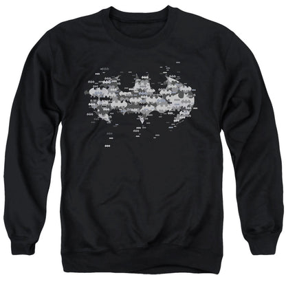 Batman Multi Bat Logo Mens Crewneck Sweatshirt Black