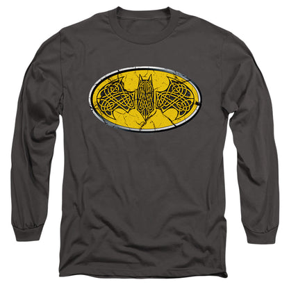 Batman Celtic Shield Mens Long Sleeve Shirt Charcoal Officially Licensed