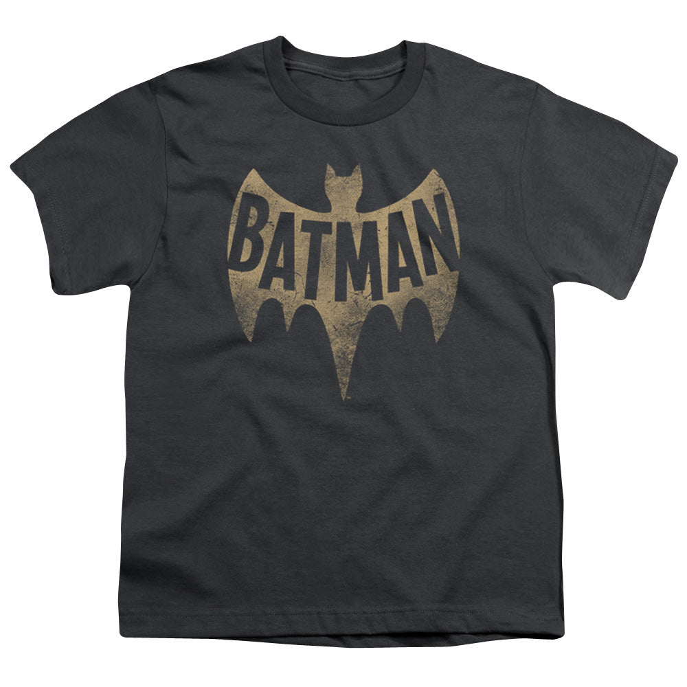 Batman Classic Tv Vintage Logo Kids Youth T Shirt Charcoal Officially Licensed