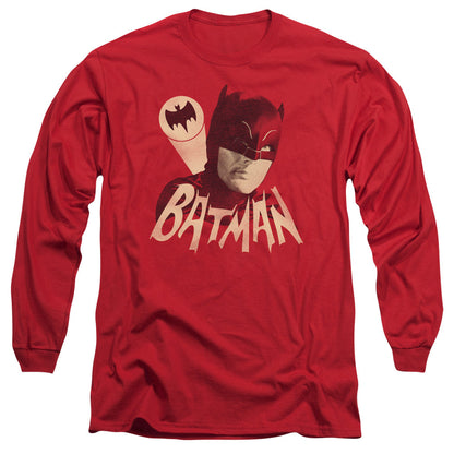 Batman Classic Tv Bat Signal Mens Long Sleeve Shirt Red Officially Licensed