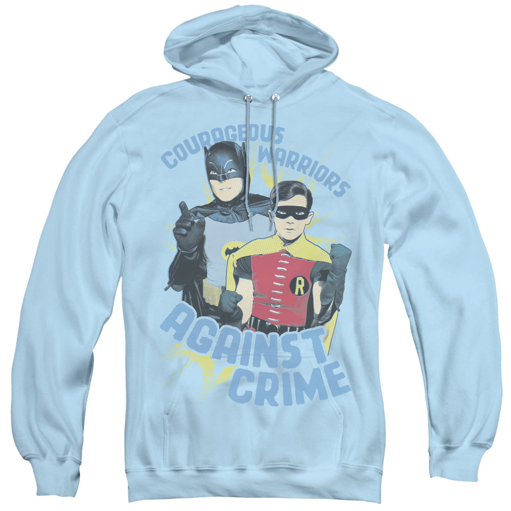 Batman Classic Tv Courageous Warriors Mens Hoodie Light Blue Officially Licensed