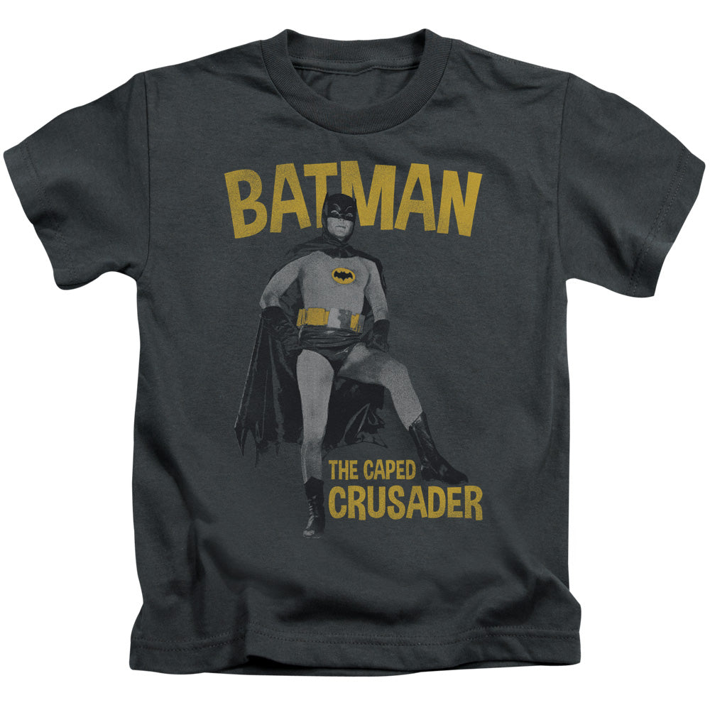 Batman Classic Tv Caped Crusader Juvenile Kids Youth T Shirt Charcoal Officially Licensed