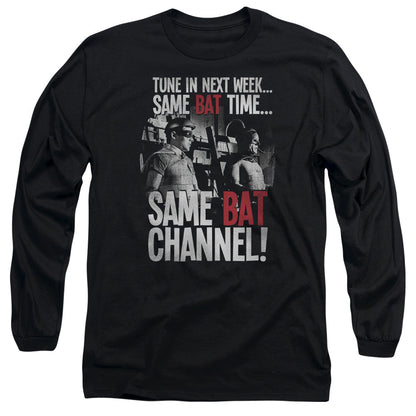 Batman Classic Tv Bat Channel Mens Long Sleeve Shirt Black Officially Licensed