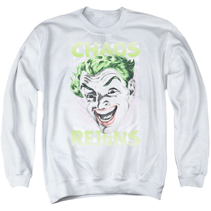 Batman Classic Tv Chaos Reigns Mens Crewneck Sweatshirt White Officially Licensed