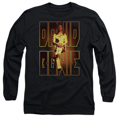 David Bowie Perched Mens Long Sleeve Shirt Black Officially Licensed