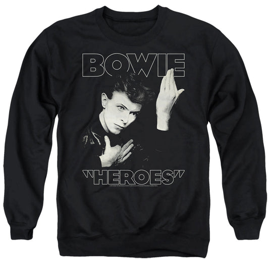 David Bowie Heroes Cover Mens Crewneck Sweatshirt Black Officially Licensed