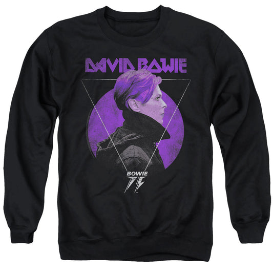David Bowie Side Profile 75 Logo Mens Crewneck Sweatshirt Black Officially Licensed