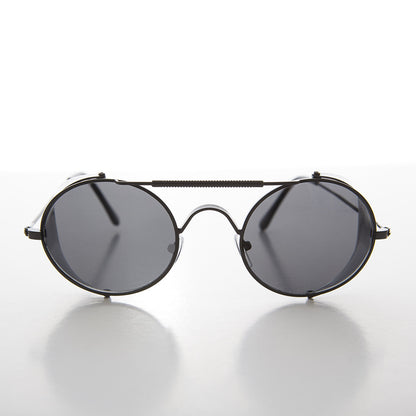 Black Steampunk Sunglass with Folding Side Shields - Bram 4