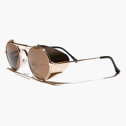 Gold Steampunk Sunglass with Folding Side Shields - Bram 6