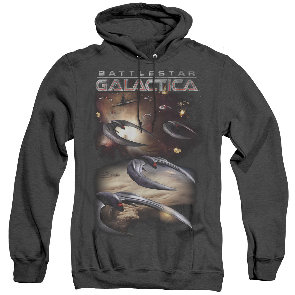 Batlestar GalACtica (New) When Cylons AtACk Heather Mens Hoodie Black Officially Licensed
