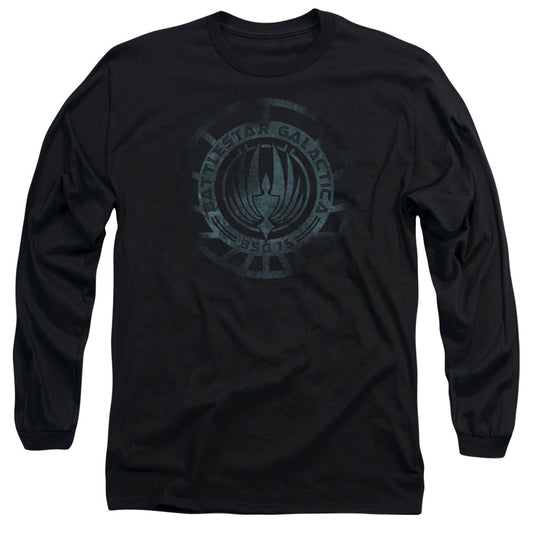 Batlestar GalACtica (New) Faded Emblem Mens Long Sleeve Shirt Black Officially Licensed