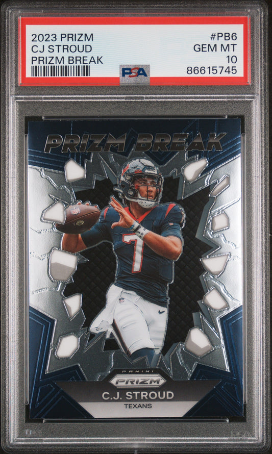 Graded 2023 Panini Prizm CJ Stroud #PB6 Prizm Break Rookie RC Football Card PSA 10 Gem Mint