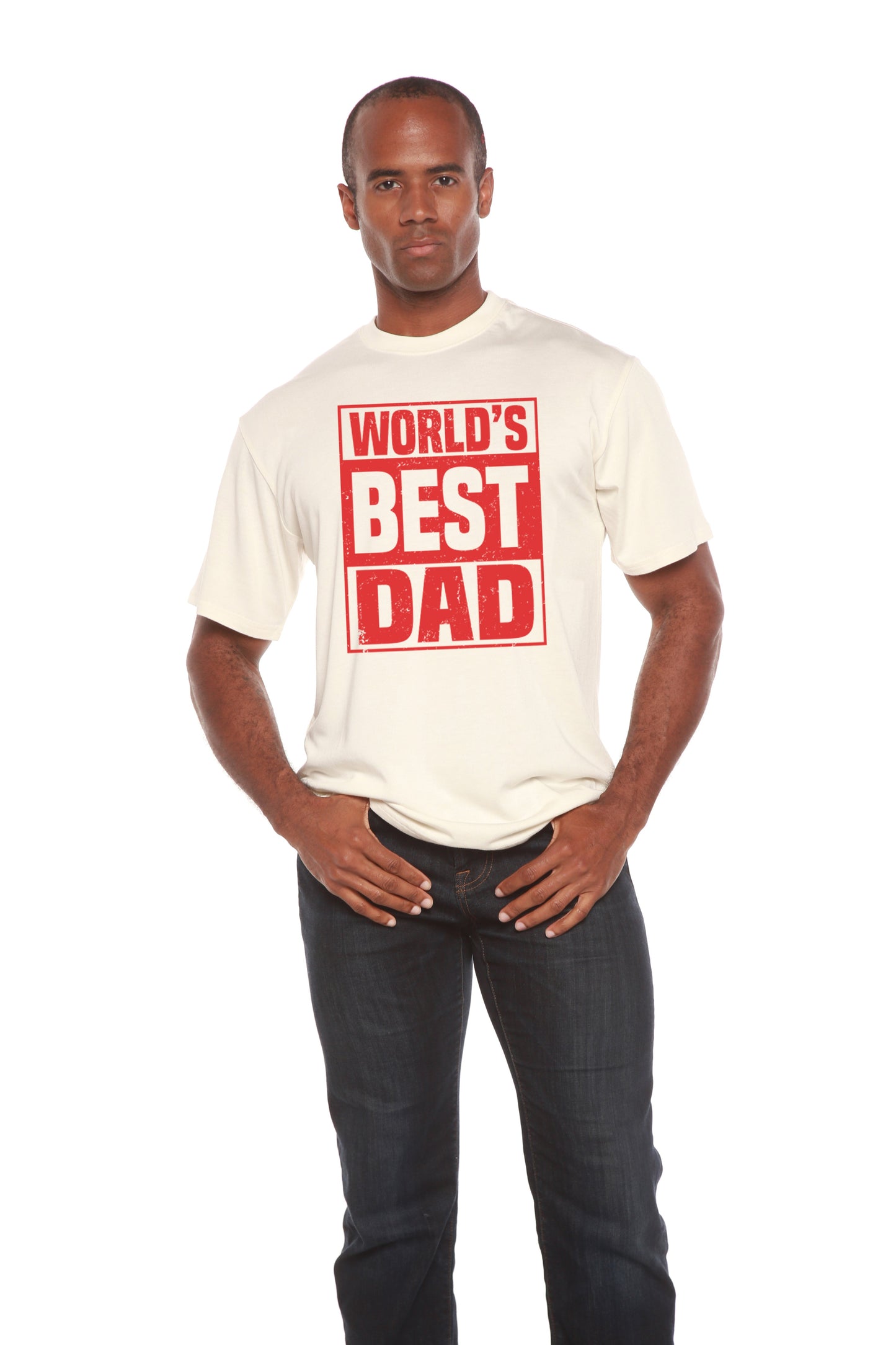 World's Best Dad Men's Bamboo Viscose/Organic Cotton Short Sleeve Graphic T-Shirt