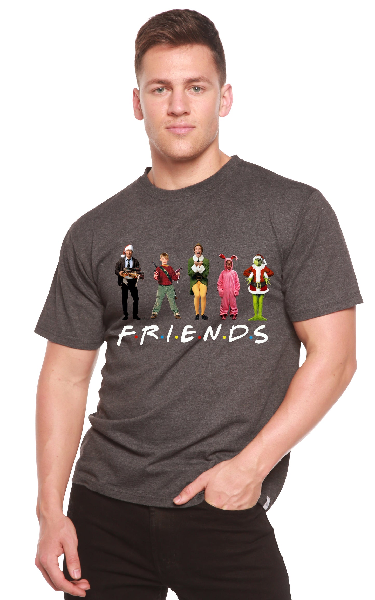 Funny Christmas Movies Printed Men's Bamboo T-Shirt