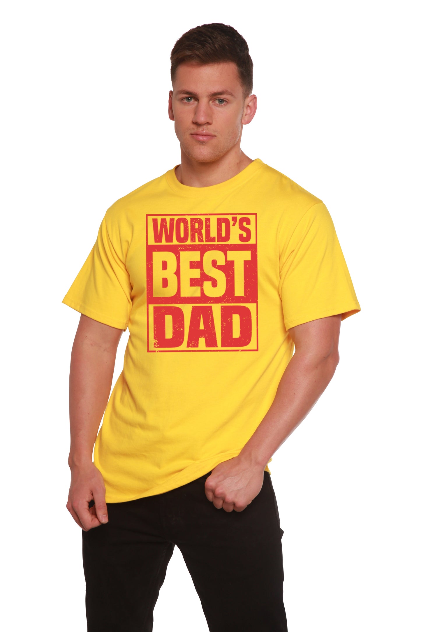 World's Best Dad Men's Bamboo Viscose/Organic Cotton Short Sleeve Graphic T-Shirt