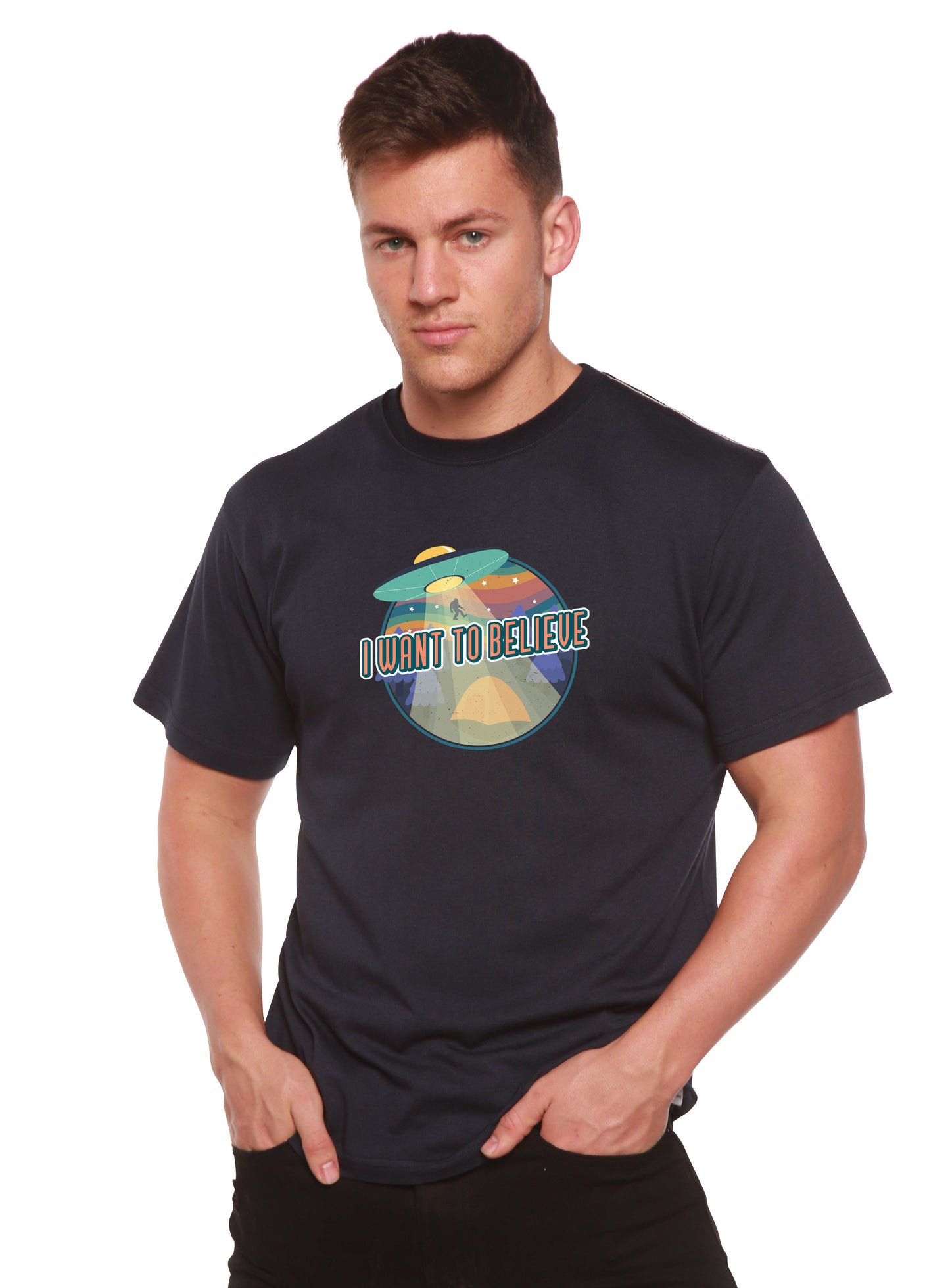 I Want to Believe Men's Bamboo Short Sleeve Printed T-Shirt