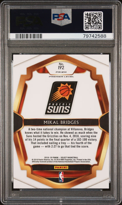 Graded 2018 Panini Select Mikal Bridges #192 Silver Prizm Rookie RC Basketball Card PSA 10 Gem Mint
