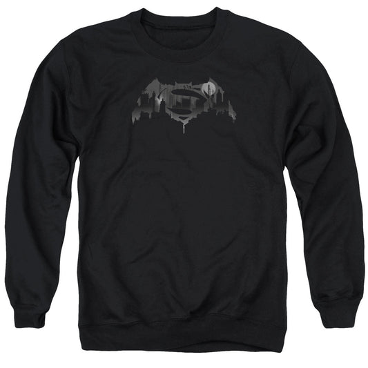 Batman V Superman Cityscape Logo Mens Crewneck Sweatshirt Black Officially Licensed