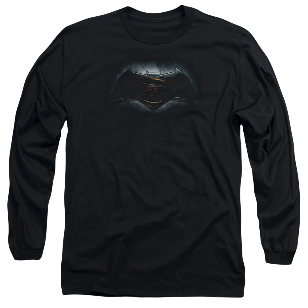 Batman V Superman Logo Mens Long Sleeve Shirt Black Officially Licensed