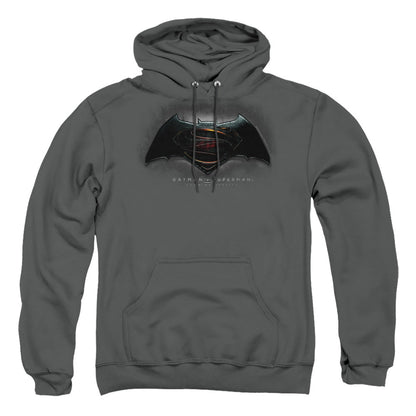 Batman V Superman Logo Mens Hoodie Charcoal Officially Licensed