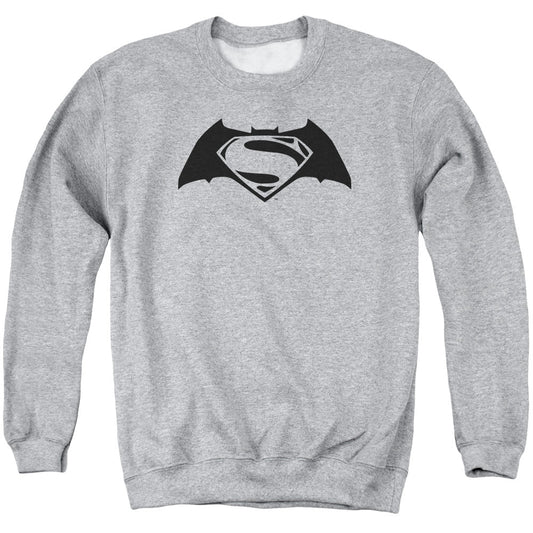 Batman V Superman Simple Logo Mens Crewneck Sweatshirt Athletic Heather Officially Licensed