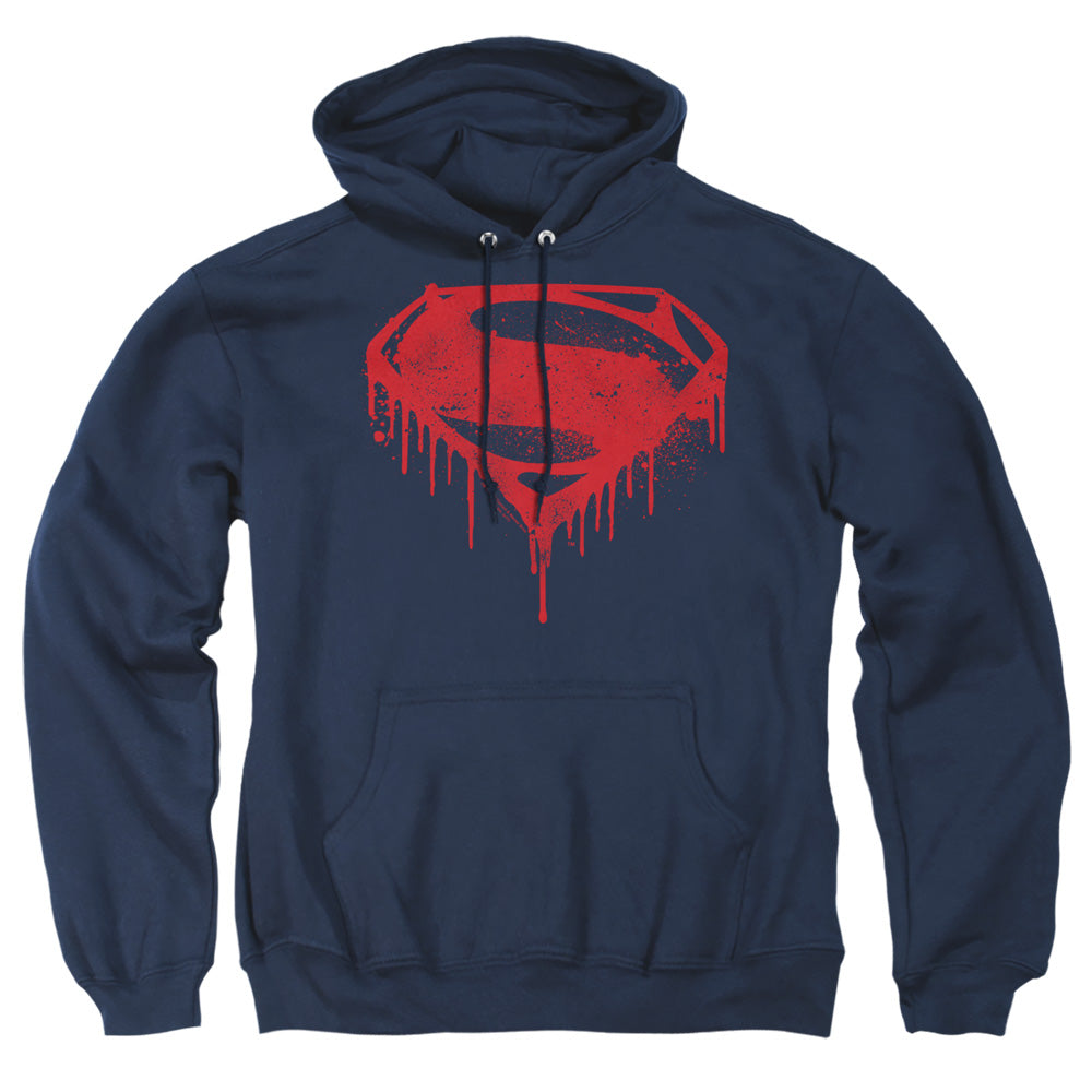 Batman V Superman Splattered Mens Hoodie Navy Officially Licensed