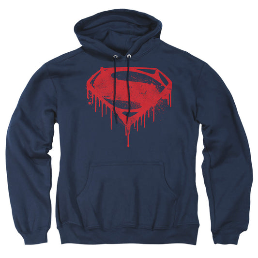 Batman V Superman Splattered Mens Hoodie Navy Officially Licensed