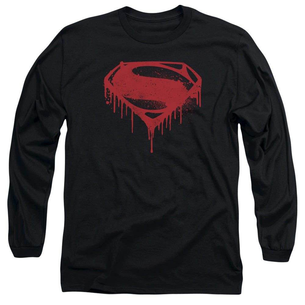Batman V Superman Splattered Mens Long Sleeve Shirt Black Officially Licensed