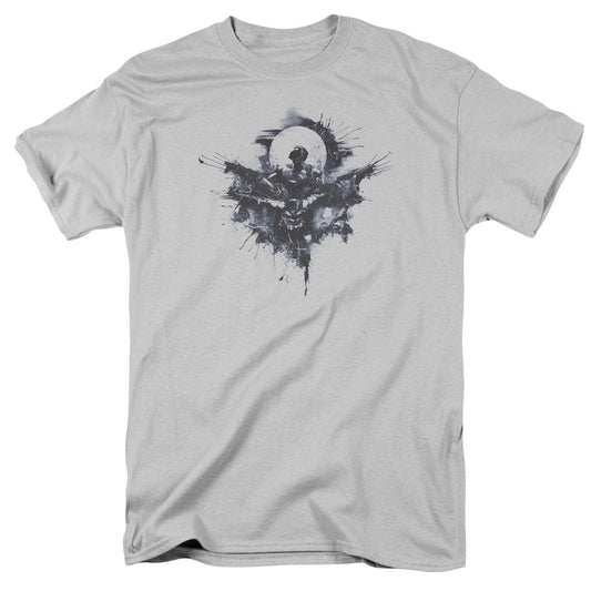 Batman V Superman Splatter Mens T Shirt Silver Officially Licensed