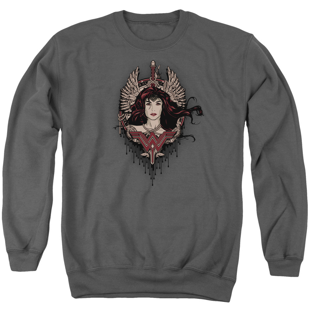 Batman V Superman Winged Goddess Mens Crewneck Sweatshirt Charcoal Officially Licensed