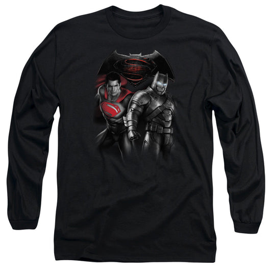 Batman V Superman Stand Off Mens Long Sleeve Shirt Black Officially Licensed