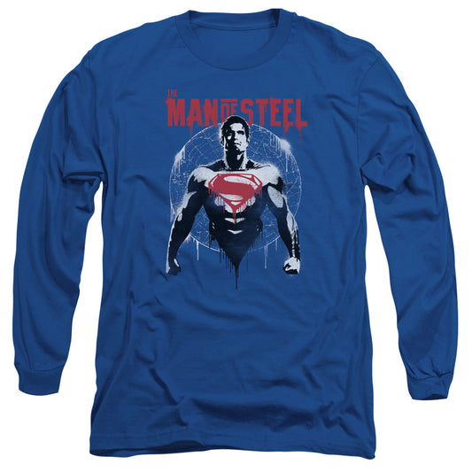 Batman V Superman Super Spray Mens Long Sleeve Shirt Royal Officially Licensed