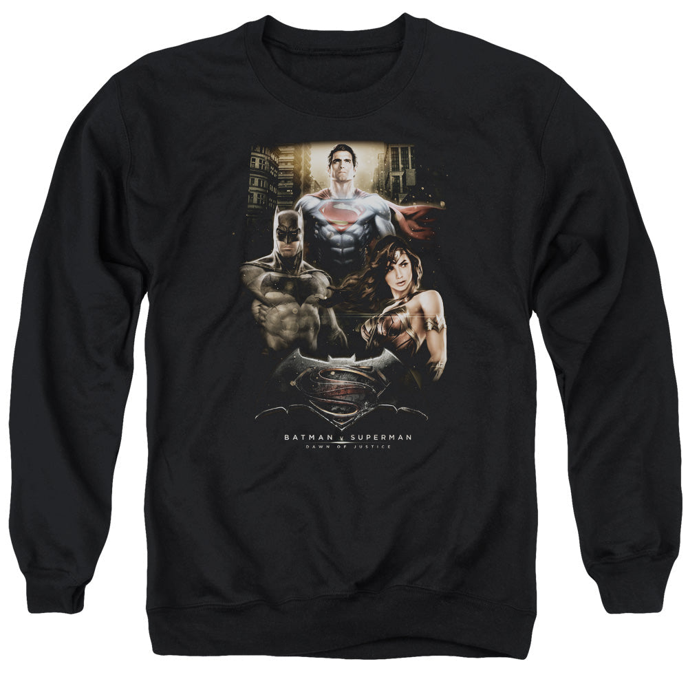 Batman V Superman Thre Three Mens Crewneck Sweatshirt Black Officially Licensed
