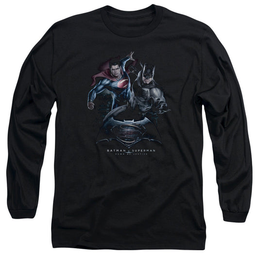 Batman V Superman Team Up Mens Long Sleeve Shirt Black Officially Licensed