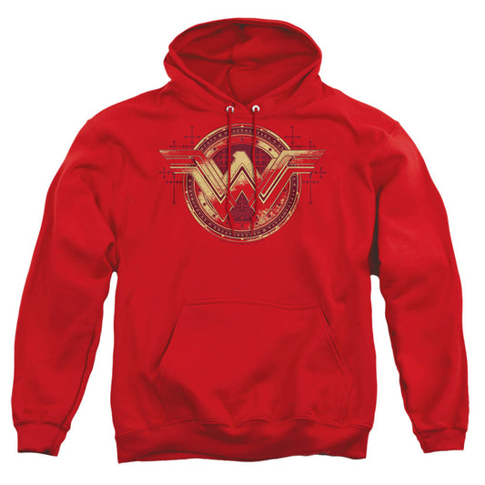 Batman V Superman Wonder Shield Mens Hoodie Red Officially Licensed