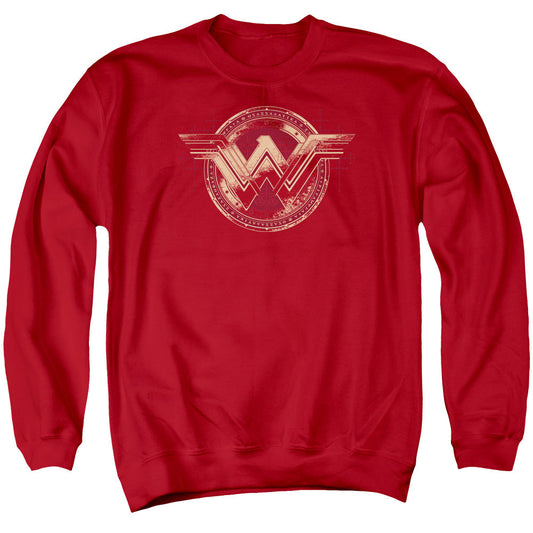 Batman V Superman Wonder Shield Mens Crewneck Sweatshirt Red Officially Licensed