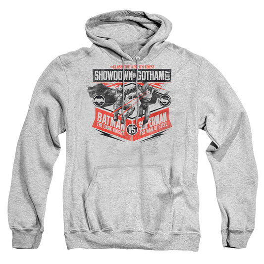 Batman V Superman Showdown In Gotham Mens Hoodie Athletic Heather Officially Licensed