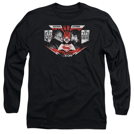 Batman V Superman Ultimate Face Off Mens Long Sleeve Shirt Black Officially Licensed