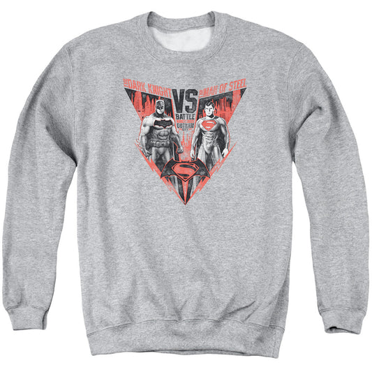 Batman V Superman Batlle For Gotham Mens Crewneck Sweatshirt Athletic Heather Officially Licensed