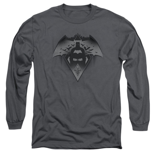 Batman V Superman Fear Mens Long Sleeve Shirt Charcoal Officially Licensed