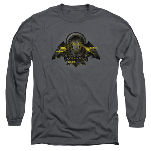 Batman V Superman Batman Tech Mens Long Sleeve Shirt Charcoal Officially Licensed