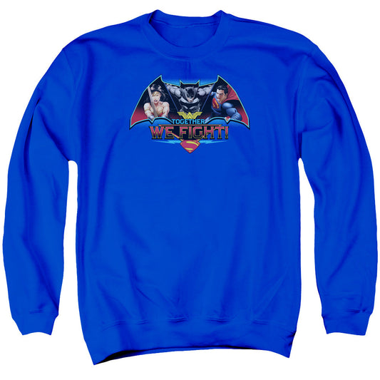 Batman V Superman Together We Fight Mens Crewneck Sweatshirt Royal Officially Licensed