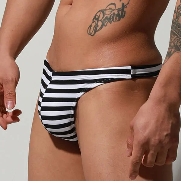 B&W Stripes Swim Brief