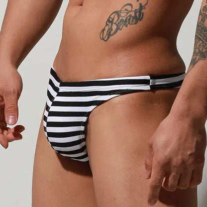 B&W Stripes Swim Brief
