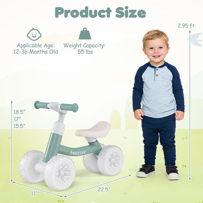Baby Balance Bike with Adjustable Handlebar and Seat with Lighting Wheels